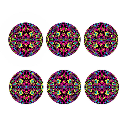Psychedelic Ethnic Trippy Print Coaster Set