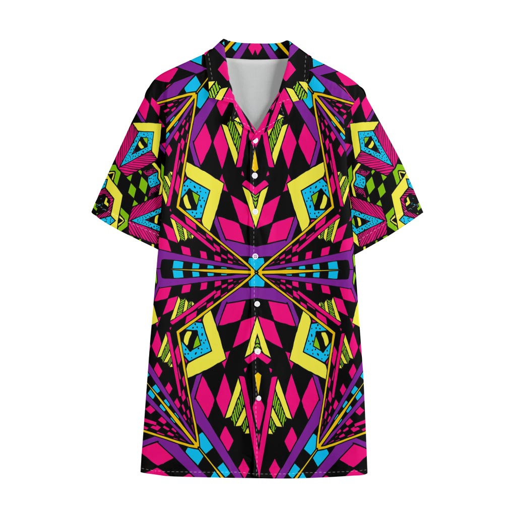 Psychedelic Ethnic Trippy Print Cotton Hawaiian Shirt