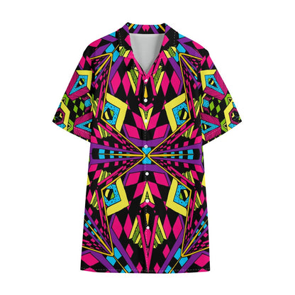 Psychedelic Ethnic Trippy Print Cotton Hawaiian Shirt