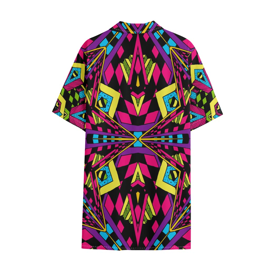Psychedelic Ethnic Trippy Print Cotton Hawaiian Shirt