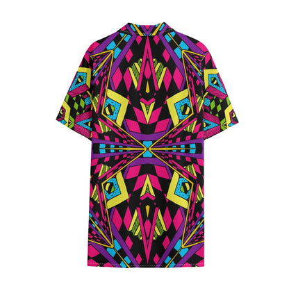 Psychedelic Ethnic Trippy Print Cotton Hawaiian Shirt