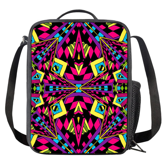 Psychedelic Ethnic Trippy Print Crossbody Lunch Bag