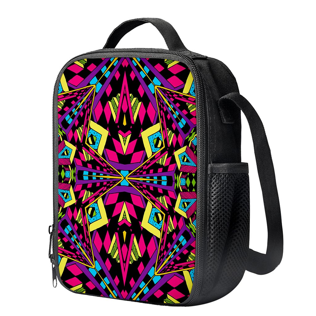 Psychedelic Ethnic Trippy Print Crossbody Lunch Bag