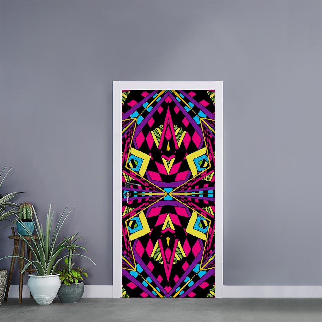 Psychedelic Ethnic Trippy Print Door Sticker