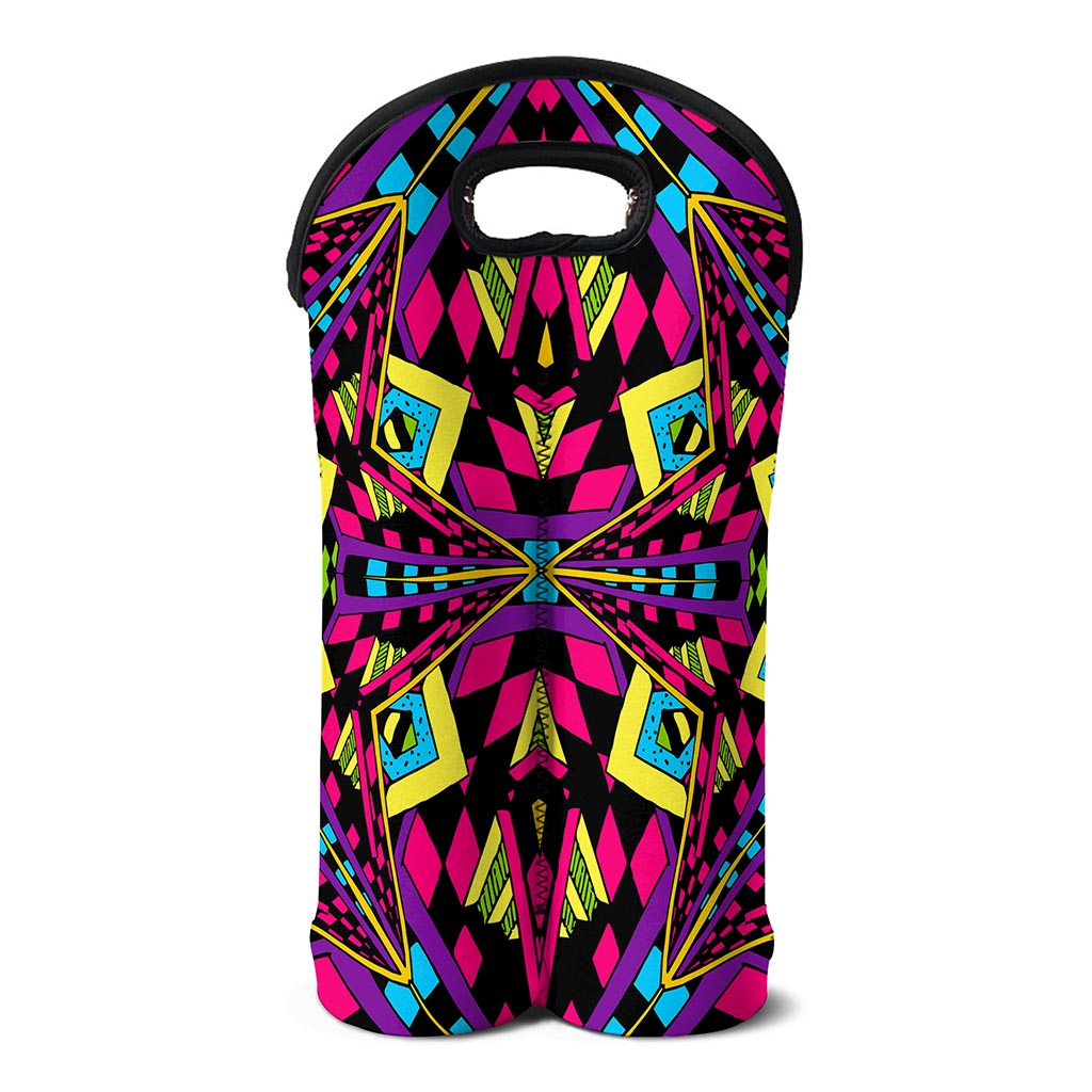 Psychedelic Ethnic Trippy Print Double Neoprene Wine Tote