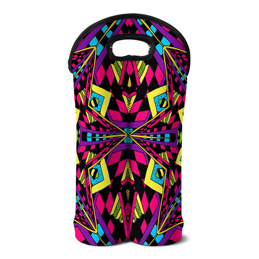 Psychedelic Ethnic Trippy Print Double Neoprene Wine Tote