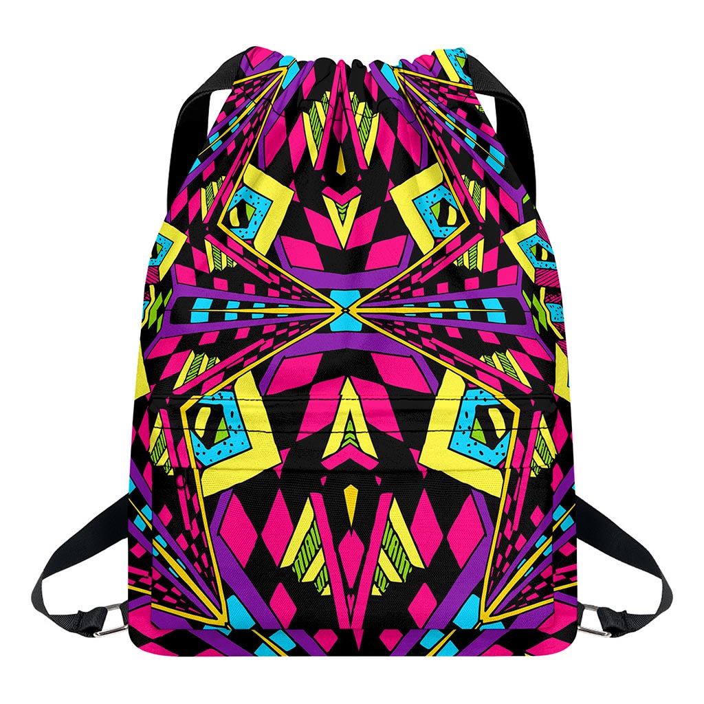 Psychedelic Ethnic Trippy Print Drawstring Backpack
