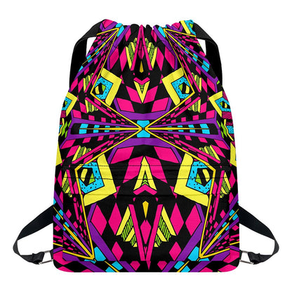 Psychedelic Ethnic Trippy Print Drawstring Backpack