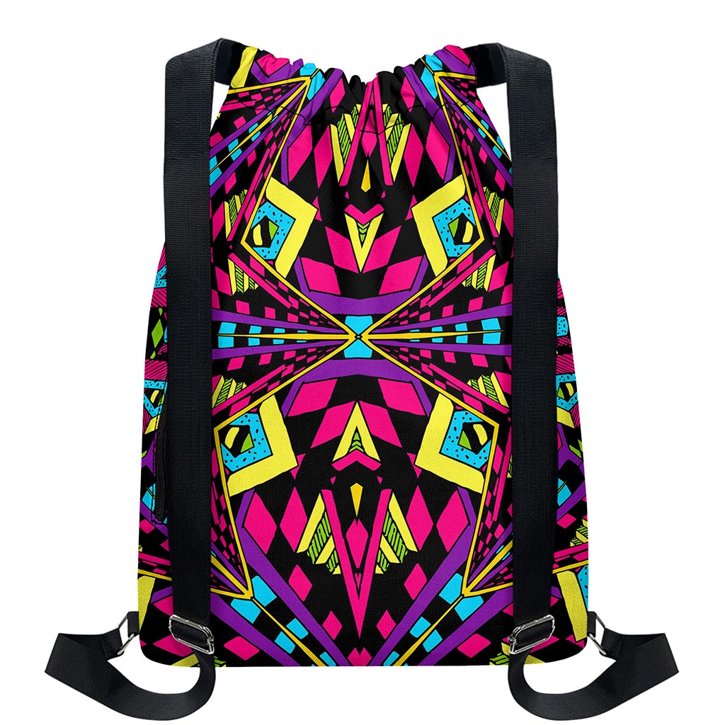 Psychedelic Ethnic Trippy Print Drawstring Backpack