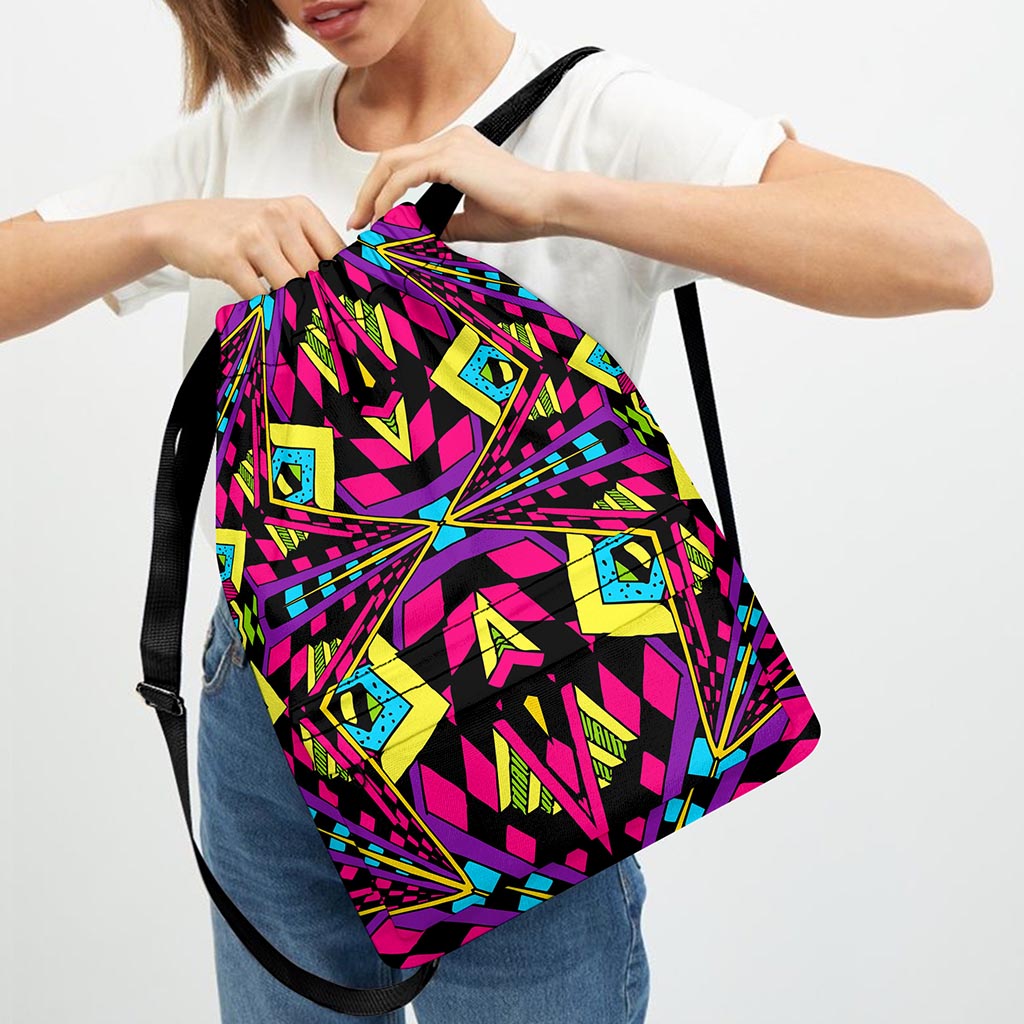 Psychedelic Ethnic Trippy Print Drawstring Backpack