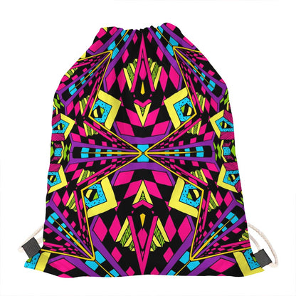 Psychedelic Ethnic Trippy Print Drawstring Bag