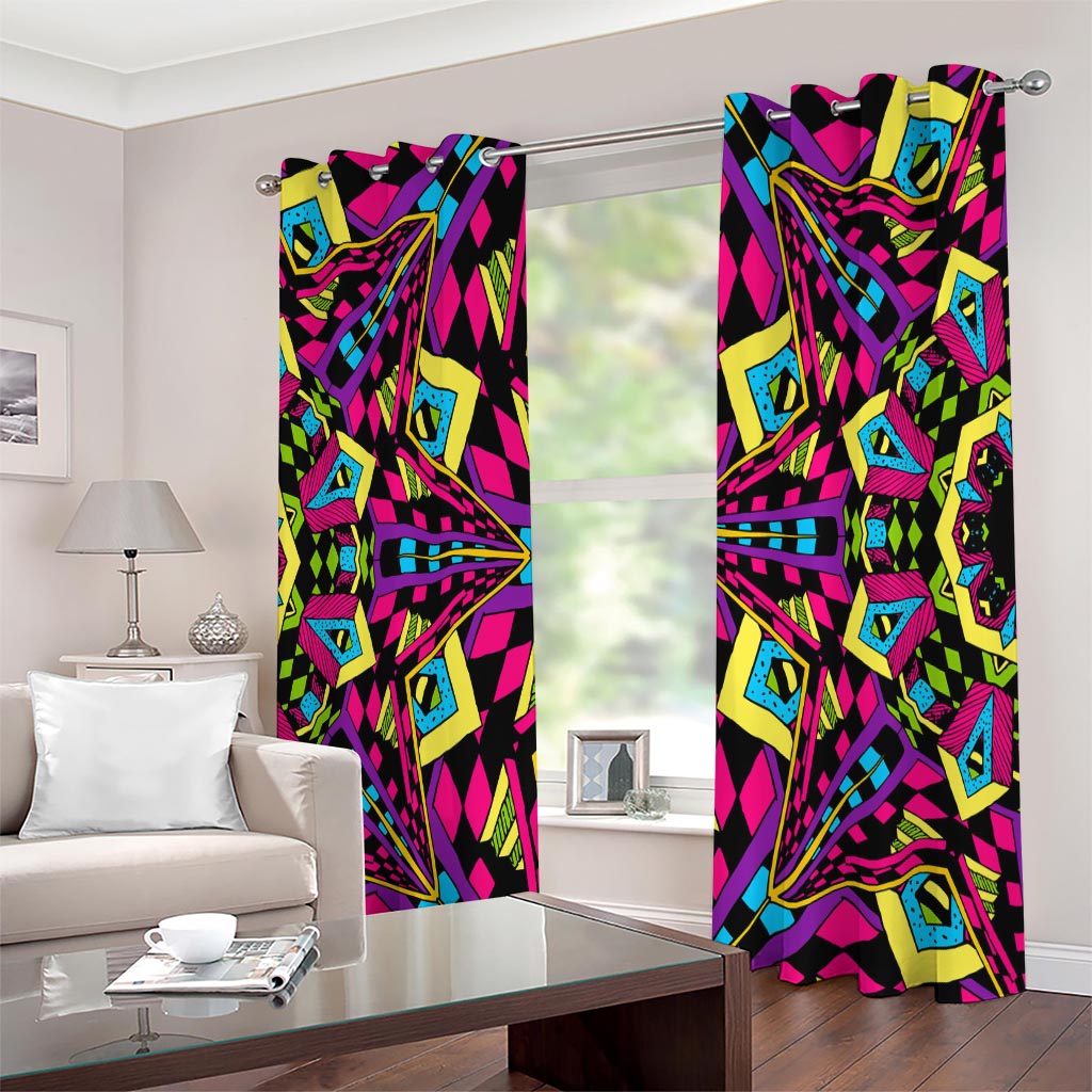 Psychedelic Ethnic Trippy Print Extra Wide Grommet Curtains