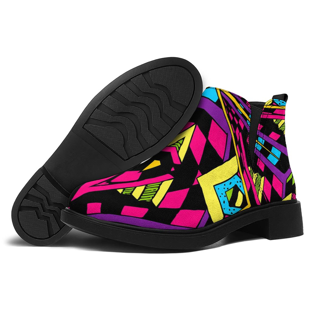 Psychedelic Ethnic Trippy Print Flat Ankle Boots