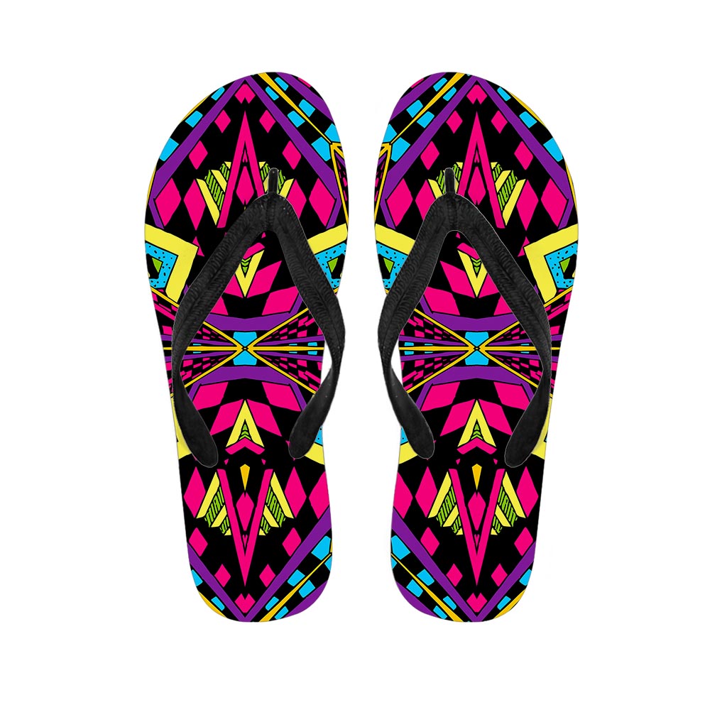 Psychedelic Ethnic Trippy Print Flip Flops
