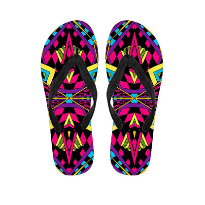 Psychedelic Ethnic Trippy Print Flip Flops