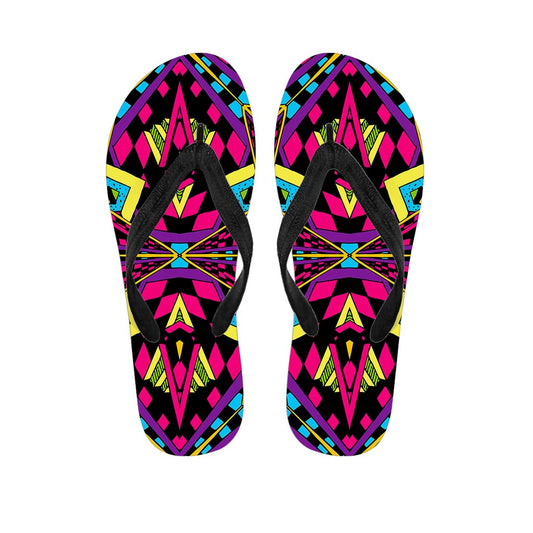 Psychedelic Ethnic Trippy Print Flip Flops