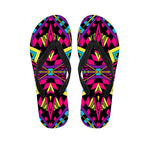 Psychedelic Ethnic Trippy Print Flip Flops
