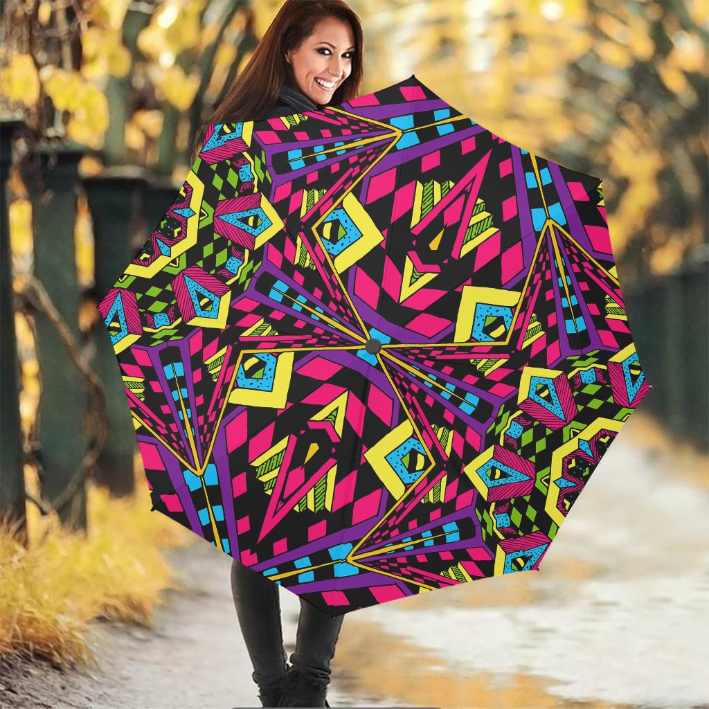 Psychedelic Ethnic Trippy Print Foldable Umbrella