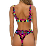 Psychedelic Ethnic Trippy Print Front Bow Tie Bikini