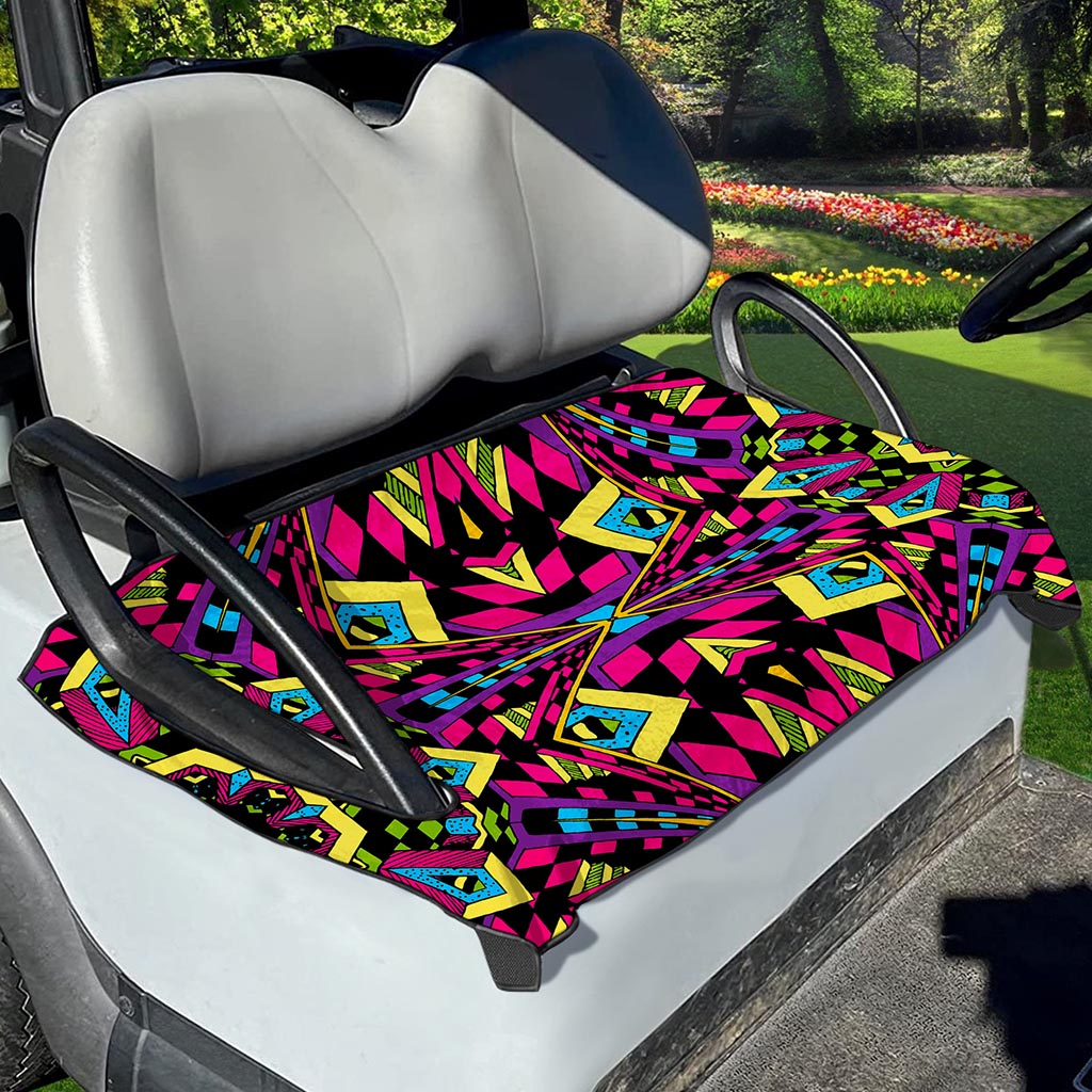 Psychedelic Ethnic Trippy Print Golf Cart Seat Cover