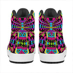Psychedelic Ethnic Trippy Print High Top Leather Sneakers