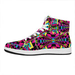 Psychedelic Ethnic Trippy Print High Top Leather Sneakers