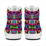 Psychedelic Ethnic Trippy Print High Top Leather Sneakers