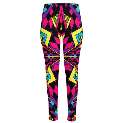 Psychedelic Ethnic Trippy Print High-Waisted Pocket Leggings