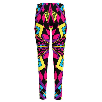Psychedelic Ethnic Trippy Print High-Waisted Pocket Leggings