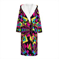 Psychedelic Ethnic Trippy Print Hooded Bathrobe