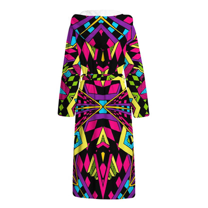 Psychedelic Ethnic Trippy Print Hooded Bathrobe
