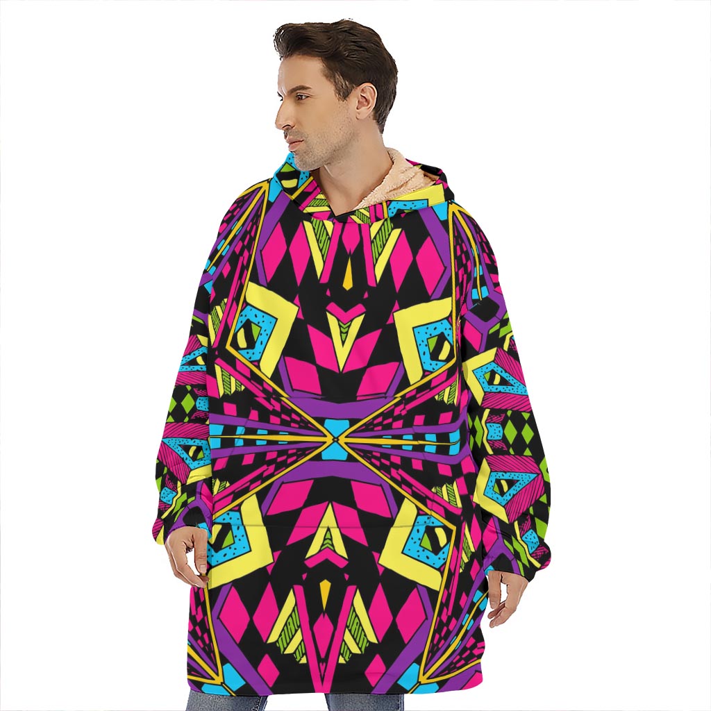 Psychedelic Ethnic Trippy Print Hoodie Blanket