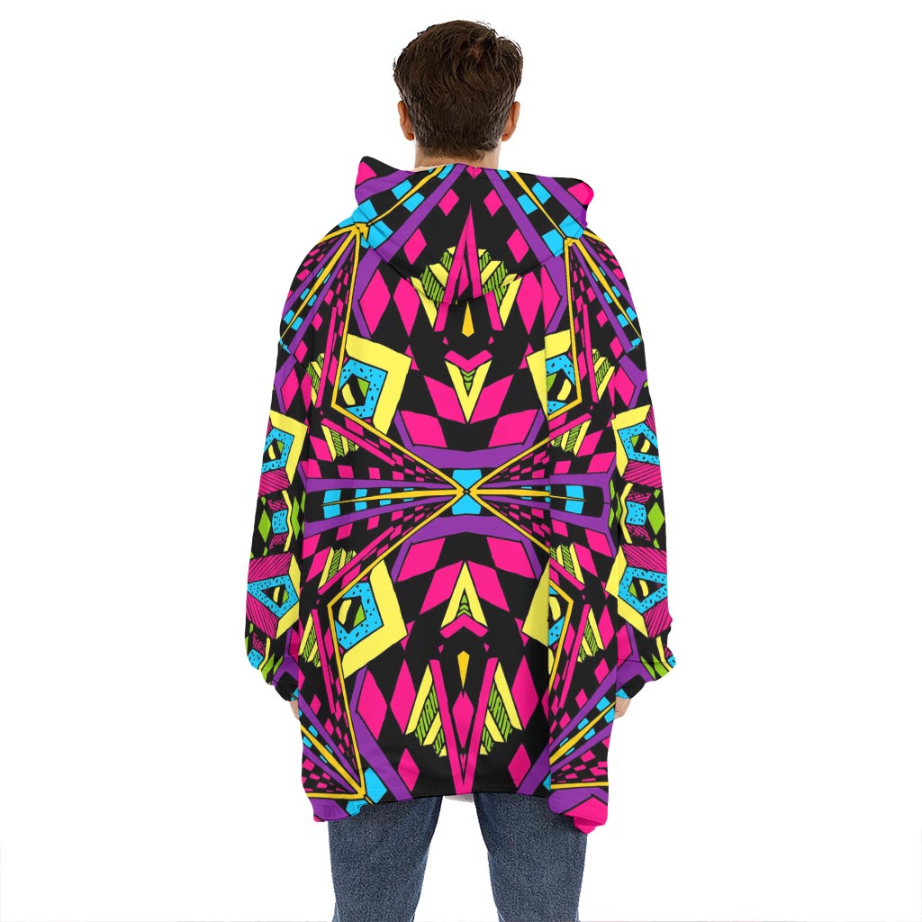 Psychedelic Ethnic Trippy Print Hoodie Blanket