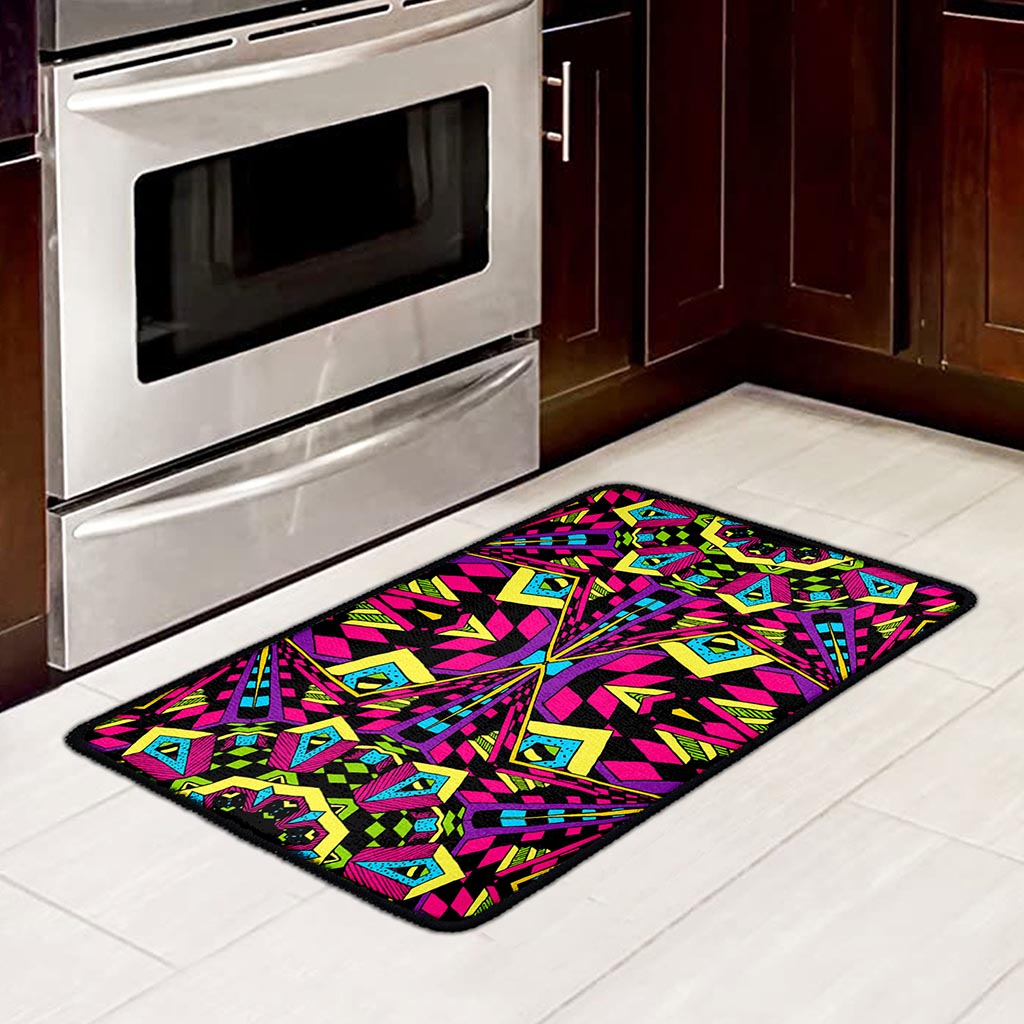 Psychedelic Ethnic Trippy Print Kitchen Mat
