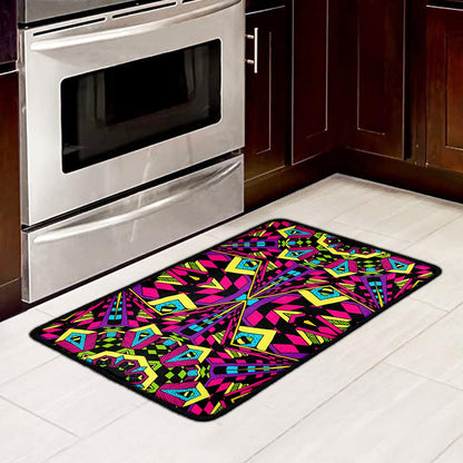Psychedelic Ethnic Trippy Print Kitchen Mat