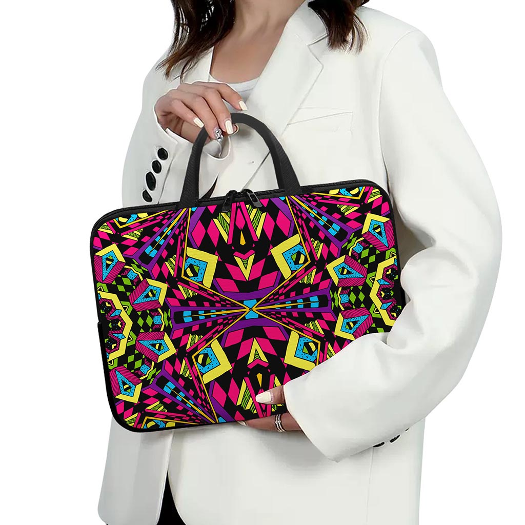 Psychedelic Ethnic Trippy Print Laptop Sleeve With Handle