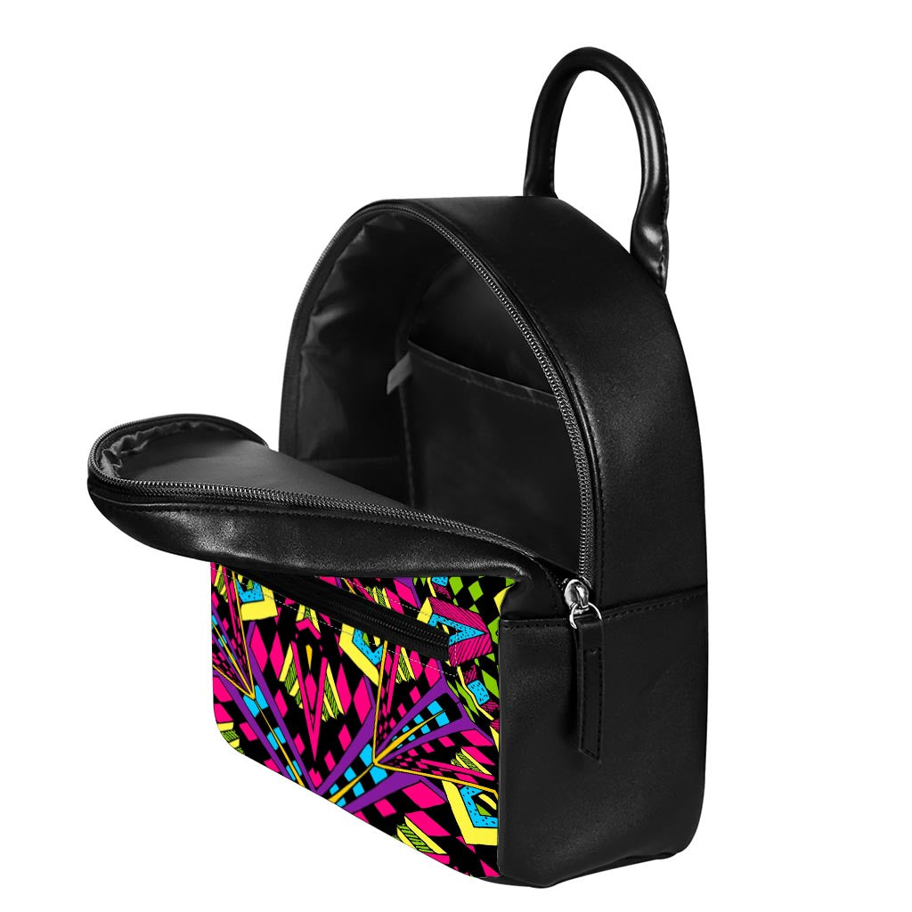 Psychedelic Ethnic Trippy Print Leather Backpack