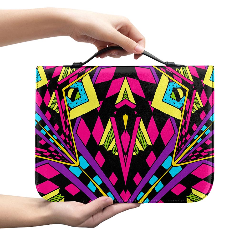 Psychedelic Ethnic Trippy Print Leather Bible Cover
