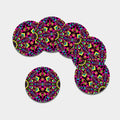 Psychedelic Ethnic Trippy Print Leather Coaster Set