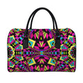Psychedelic Ethnic Trippy Print Leather Duffel Bag