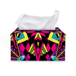 Psychedelic Ethnic Trippy Print Leather Tissue Box Cover