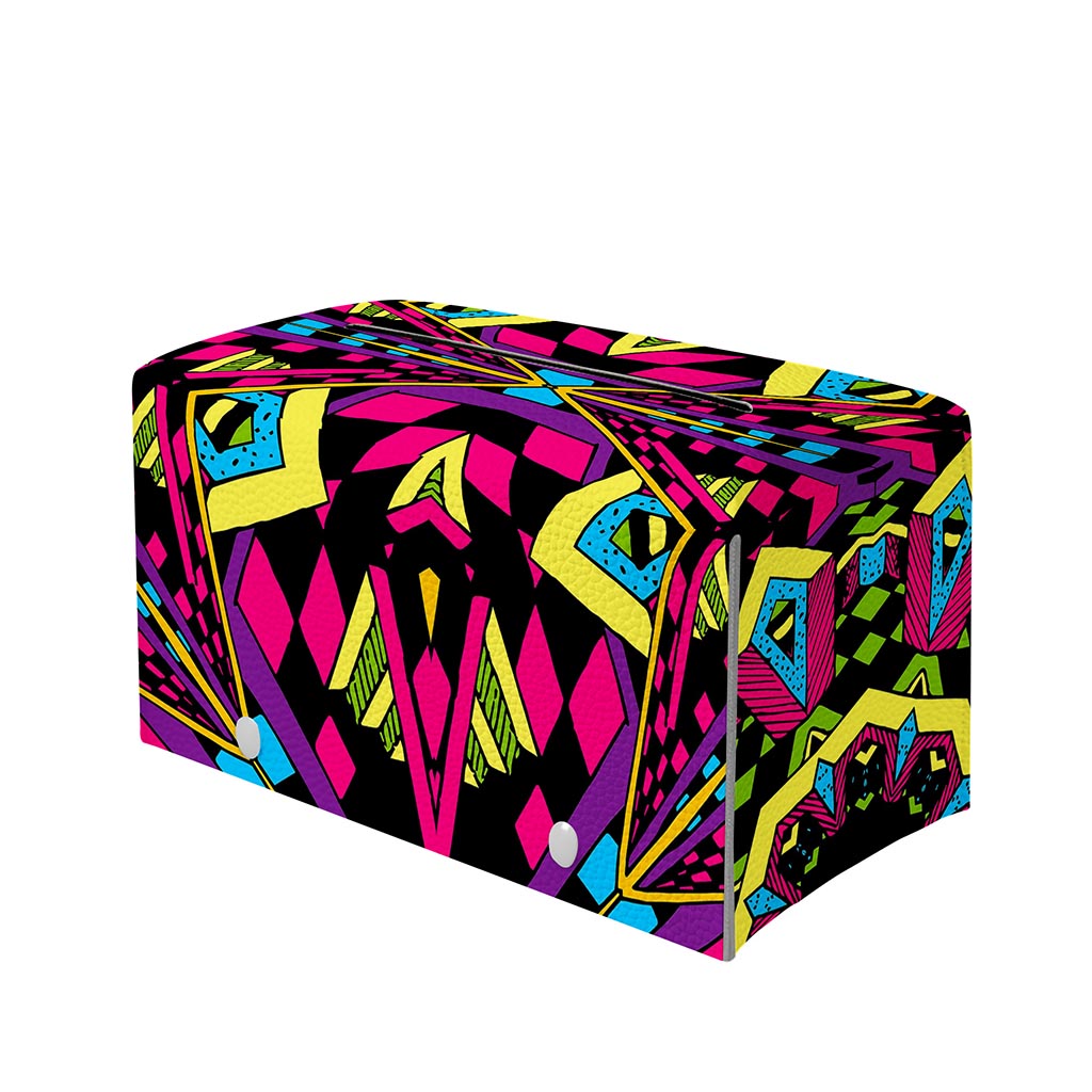 Psychedelic Ethnic Trippy Print Leather Tissue Box Cover