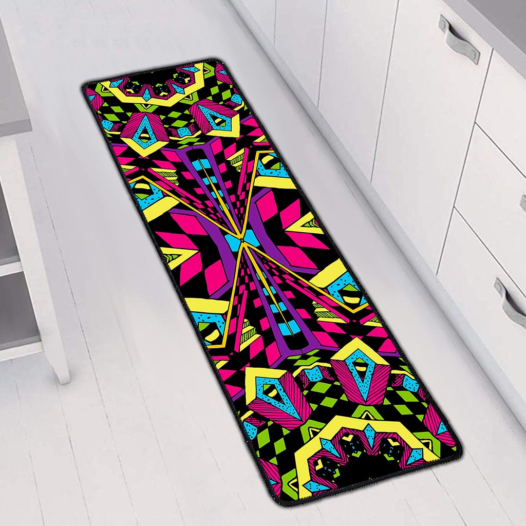 Psychedelic Ethnic Trippy Print Long Kitchen Mat