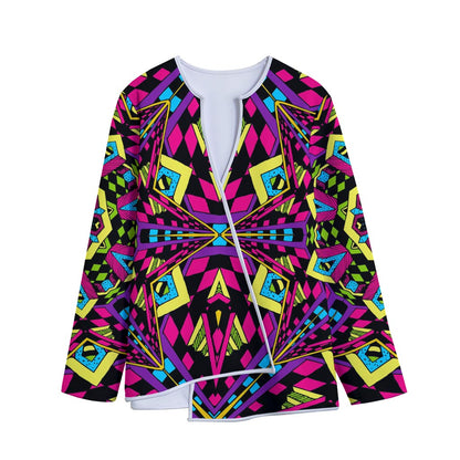 Psychedelic Ethnic Trippy Print Long Sleeve Short Coat
