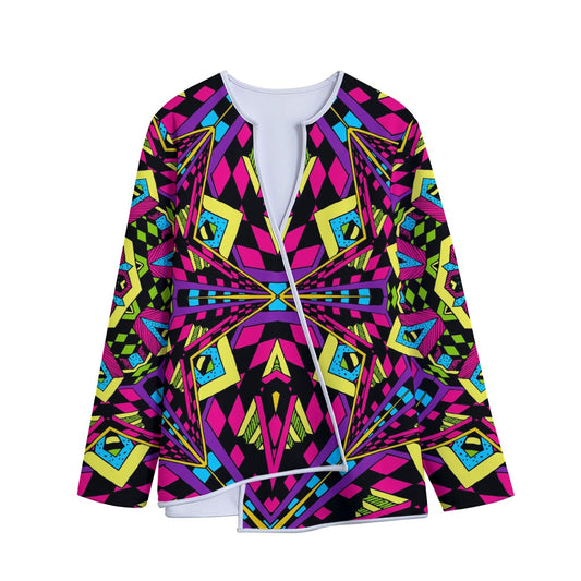 Psychedelic Ethnic Trippy Print Long Sleeve Short Coat
