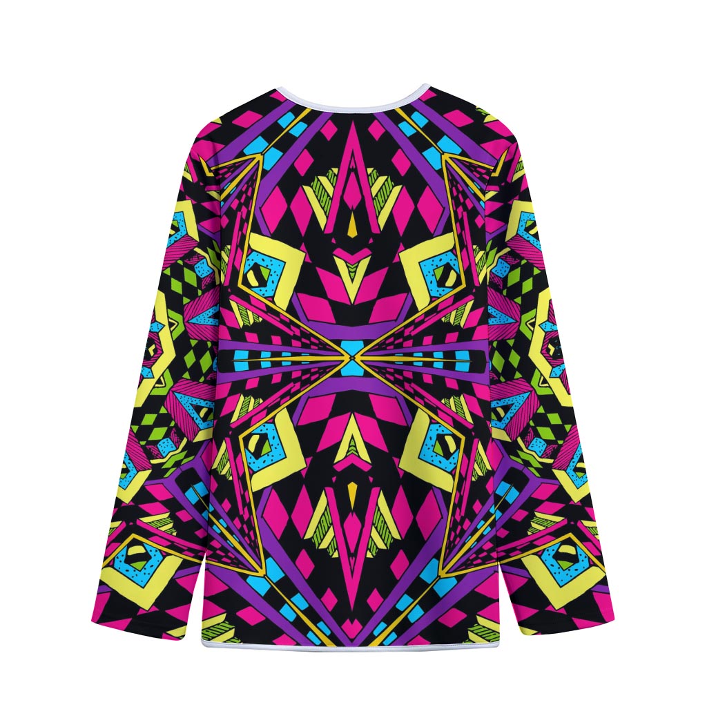 Psychedelic Ethnic Trippy Print Long Sleeve Short Coat