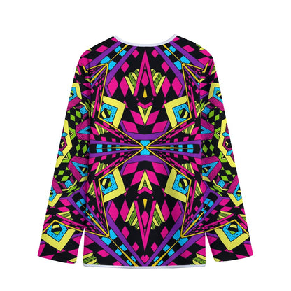 Psychedelic Ethnic Trippy Print Long Sleeve Short Coat