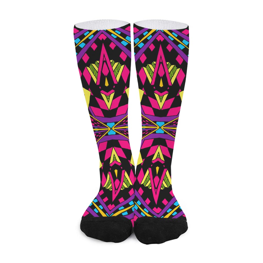 Psychedelic Ethnic Trippy Print Long Socks