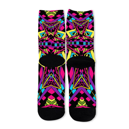 Psychedelic Ethnic Trippy Print Long Socks