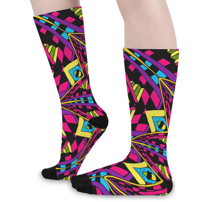 Psychedelic Ethnic Trippy Print Long Socks